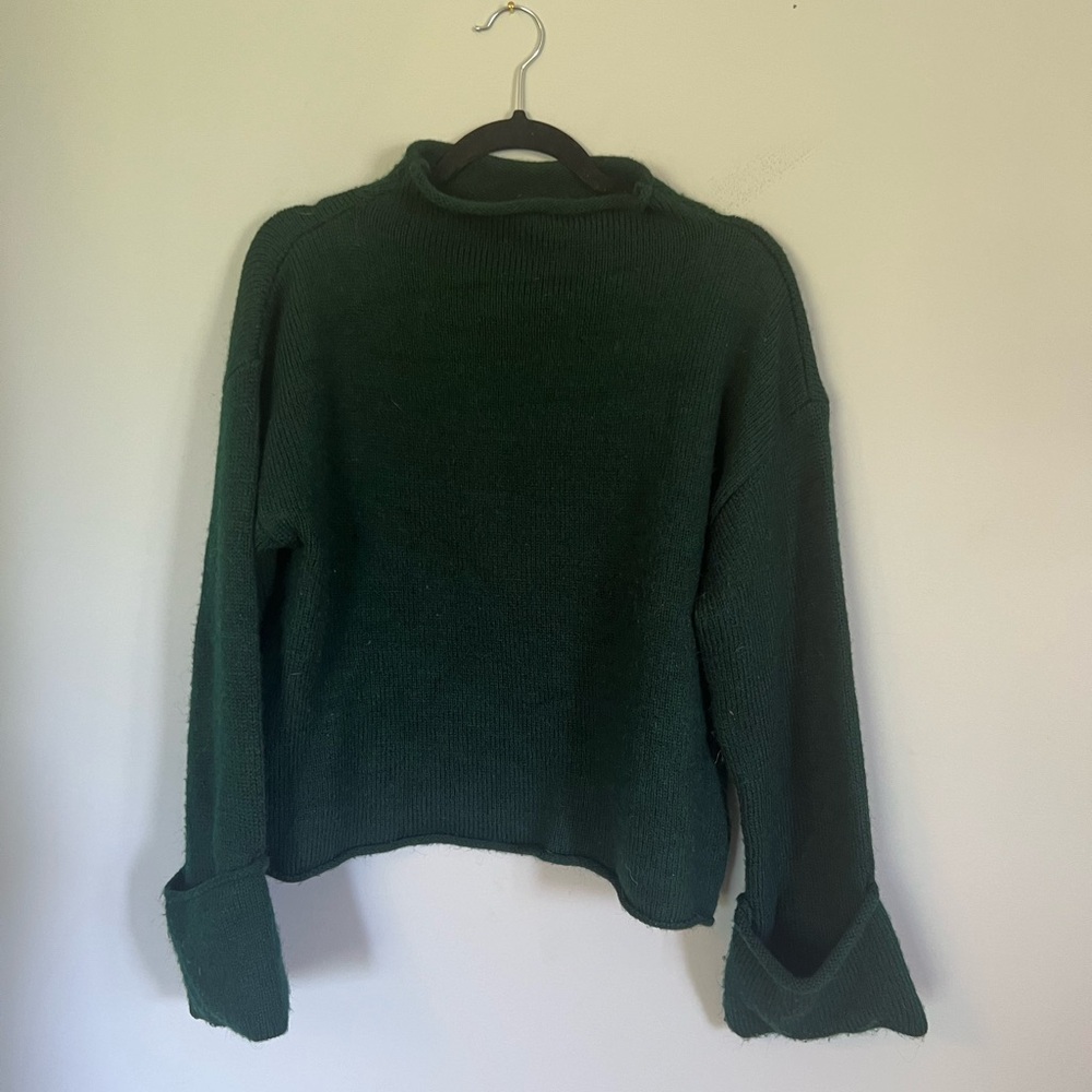 Anthropologie wide sleeve green sweater